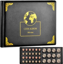 Coin Collection Supplies Holder Book Collectors 300 Pockets Black NEW
