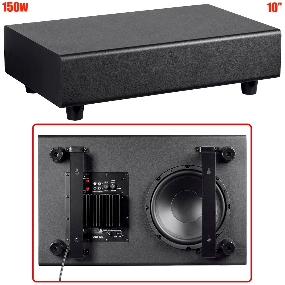 150W 10" Active Subwoofer Powered Home Theater Stereo Speake