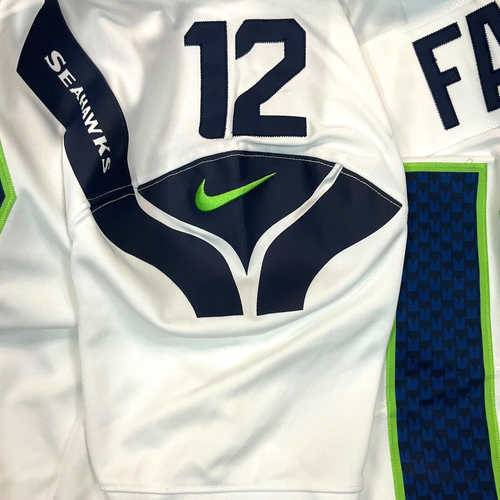 Nike Seattle Seahawks "12th Man" FAN NFL VAPOR Sewn Jersey Men's Sz M STAINED - Picture 9 of 15