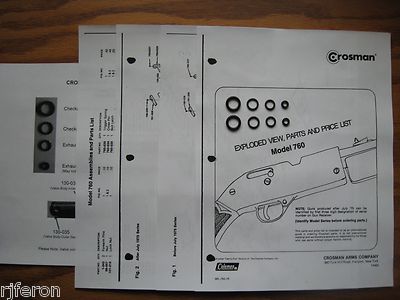 Crosman 760 - TWO Seal Kits - TWO Exploded Views + Parts List + Guide + Photo