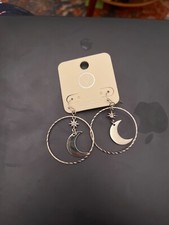 moon star hoop dangle earrings