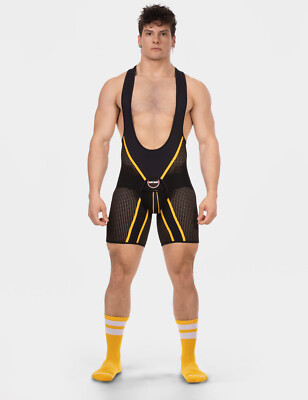 barcode Berlin - Chaps Singlet KRISH schwarz-gelb S M L XL arschfrei 92444/102