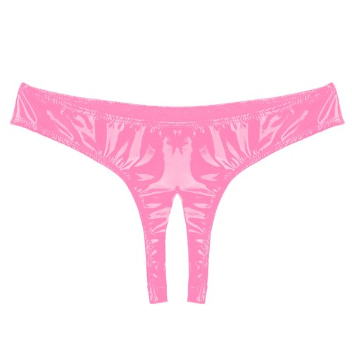 Damen Wetlook Slip String Tanga Offener Schritt Unterwäsche Lack Leder Dessous - Picture 29 of 67