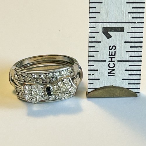 Vintage Silberfarben Schleife Maß Strass Ring (Größe: 7) BESCHREIBUNG LESEN - Bild 6 von 8