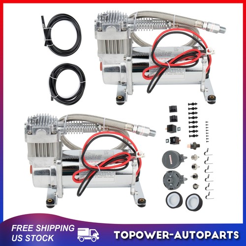 440C Dual Chrome 200 PSI Air Compressor Kit For Train Horn / Air Ride Suspension - Picture 3 of 10