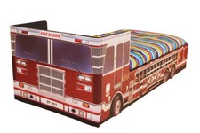 Boys Bed Fire Engine Kids Childrens with Mattress Option 3ft Single Faux Leather