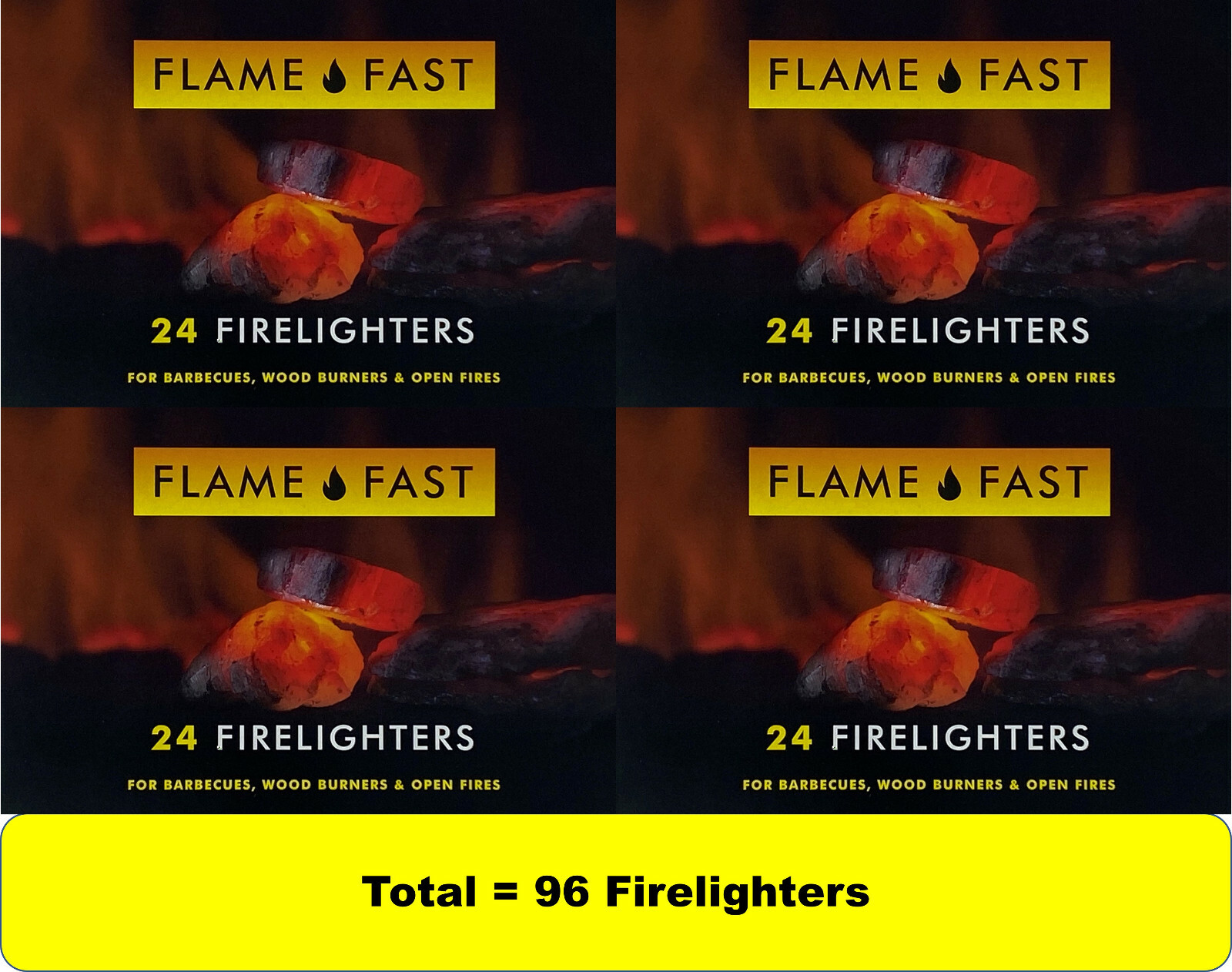 FIRELIGHTERS BULK Flame Fast Fire Lighters High Fuel Log Stove BBQ