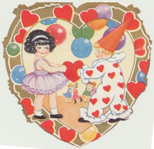 Vintage Whitney Made Die Cut Folding Valentine Card - Clown - Paul