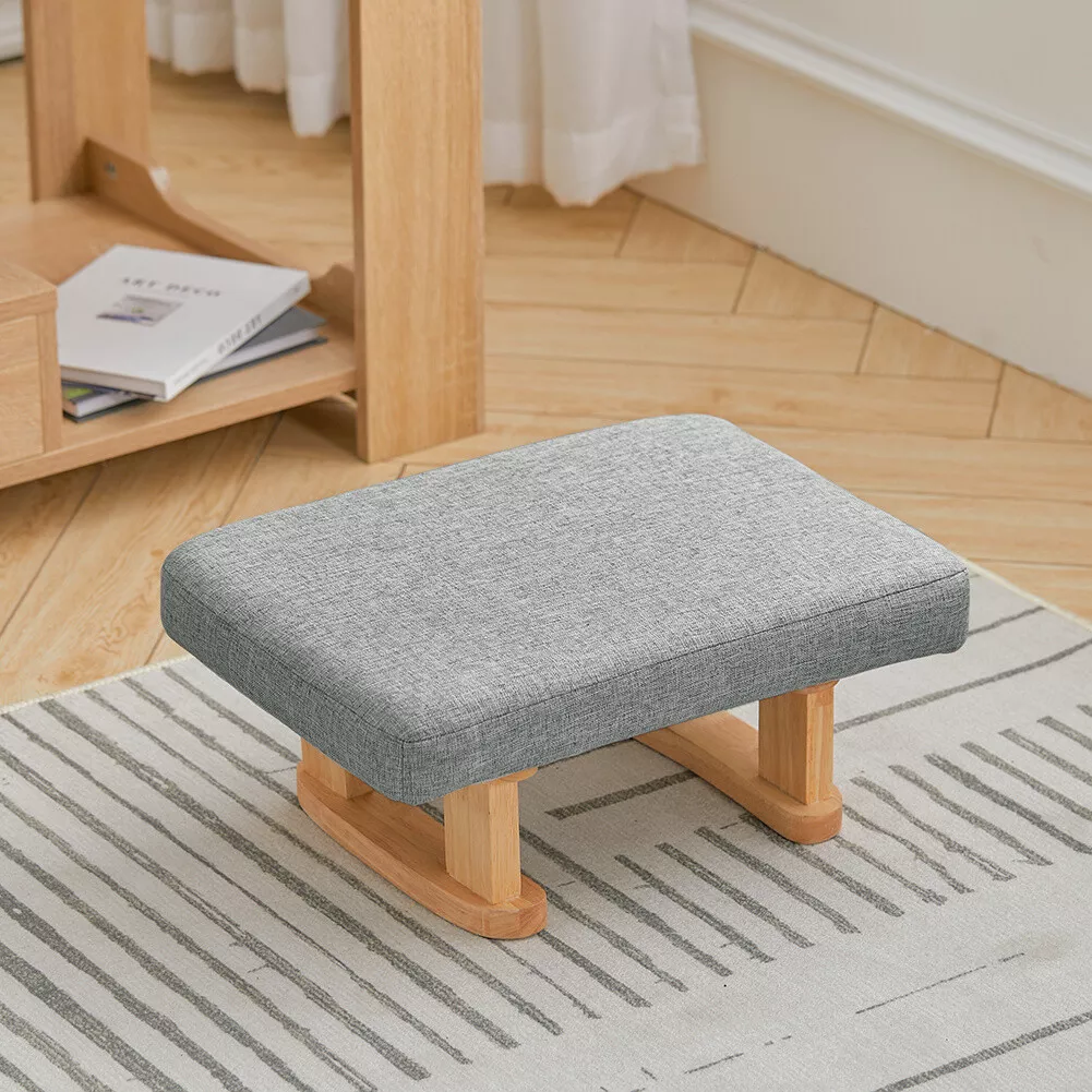 Low Sofa Footrest Linen Shoe Changing Stool Modern Small Footstool Ottoman Chair