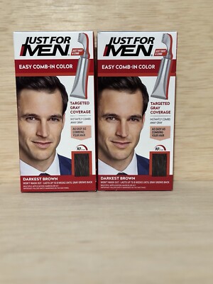Lot - 2 Just For Men Easy Comb-In Colors - A-50 Darkest Brown -