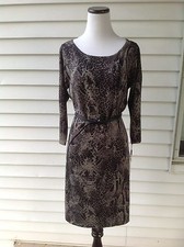 New $140 Women’s Calvin Klein Animal Black/Grey Knitted Long Sleeve Dress Size L