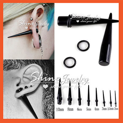BLACK Ear Spike Stretcher Expander Tunnel Taper Plug Flesh BLACK Ear Spike Stretcher Expander Tunnel Taper Plug Flesh