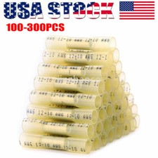 300PCS 12-10 AWG Gauge Heat Shrink Crimp Terminals Wire Butt Connectors Kit US