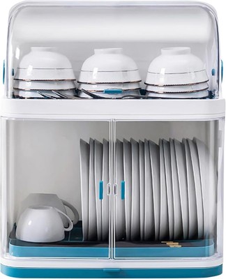 New-Dual Tier Dish Drying Rack Countertop Dish Drainer Tiered Shelf Dinner Plate
