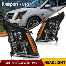 Headlights Assembly For 2010-2016 Cadillac SRX Black Projector Headlamps w/Bulbs