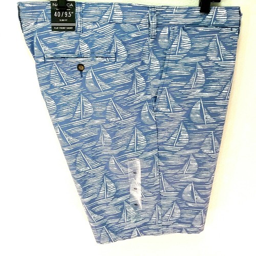 "Pantalones cortos NAUTICA frontal plano 9,5" veleros azules Riviera BR9400 para hombre 40 calce ajustado * - Imagen 3 de 6
