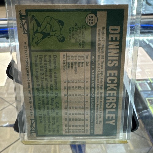 1977 Topps Set-Break #525 Dennis Eckersley EX-EXMINT *GMCARDS* - Picture 2 of 2