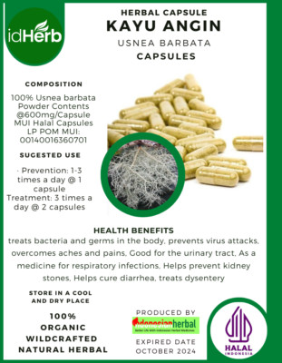 [idHerb] CAPSULES Usnea Barbata Kayu Angin Natural Organic Herbal fresh