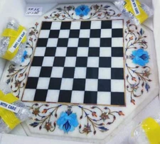 18" White kids children game Marble Chess Table Top Mosaic Work Inlay