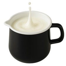 Emaille-Milchtopf 1,7L mit Ausguss – Induktionsgeeignet, Schwarz-Weiß Retro-Stil