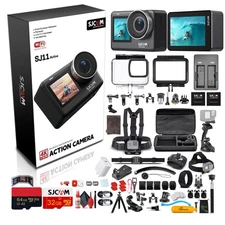 SJCAM SJ11 Active 4K Dual Touchscreen Action Camera Accessory Bundle