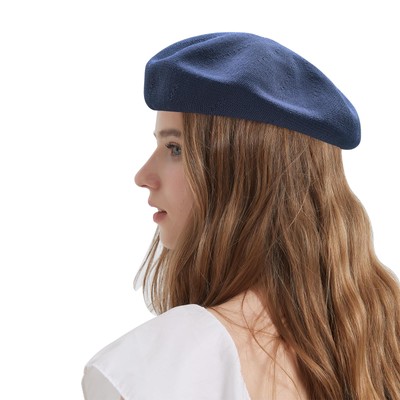Summer French Beret Breathable Thin Beret Hat Solid Color Beanie