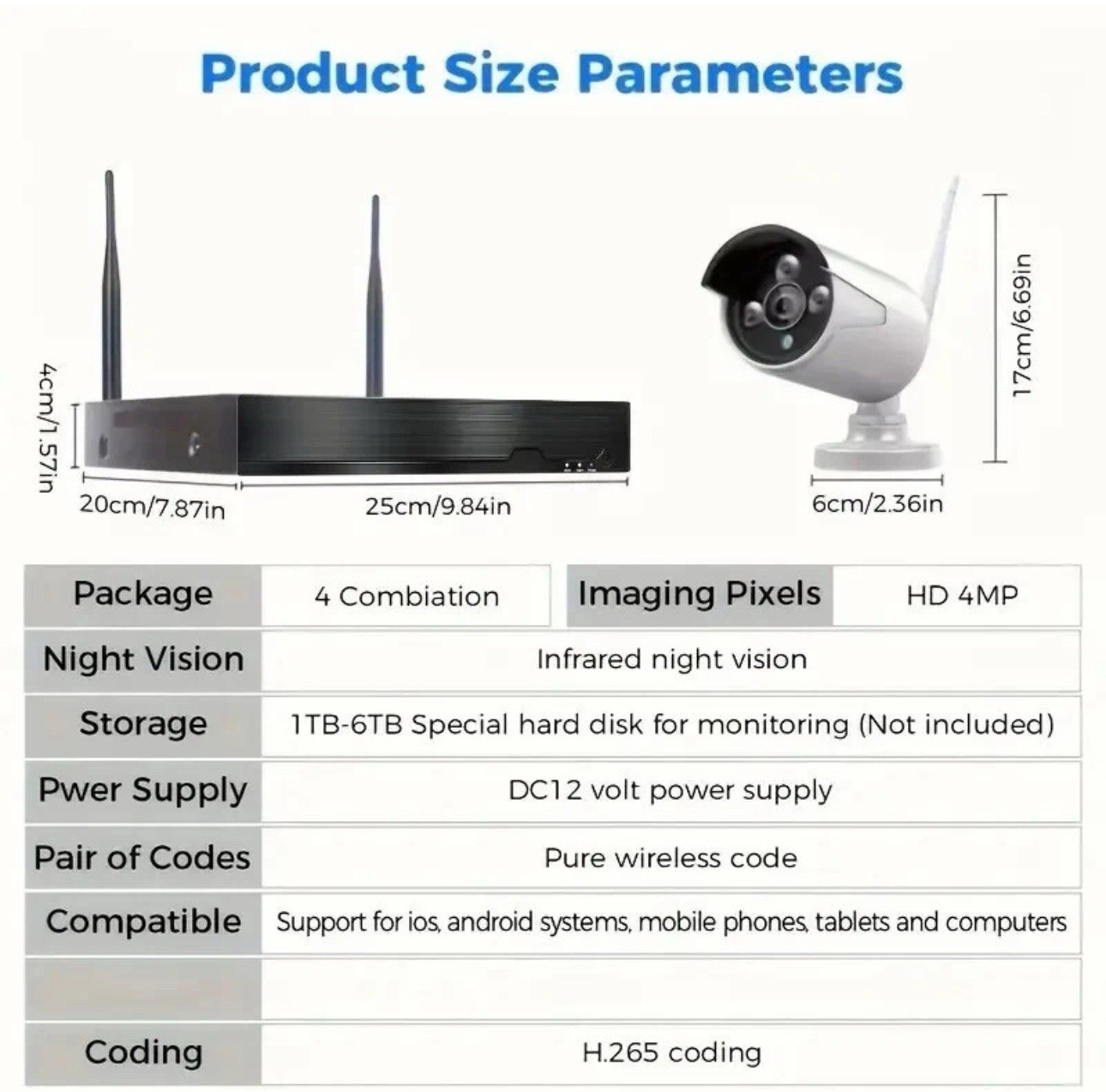 10CH NVR 5MP System, 8&times;3MP Cameras, 1TB HDD, Night Vision, Motion Detection, App