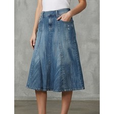 Tommy Hilfiger Denim Y2K Vintage Paneled A-Line Midi Jean Skirt 4