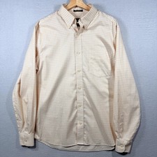 Eddie Bauer Shirt Mens Large Beige Check Stain Wrinkle Resistant Button Down