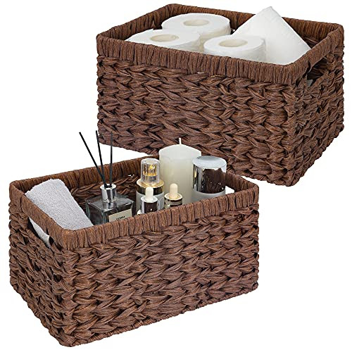 Rectangle Wicker Storage Baskets for Shelves, Organizing, Waterproof Woven