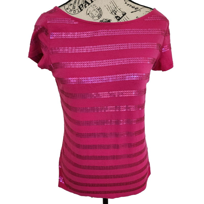 ANN TAYLOR LOFT fuchsia sequin blouse- size M
