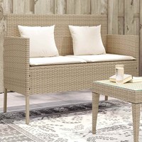 Gartenbank Mit Kissen Beige Poly Rattan