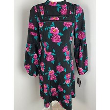 Nine West Floral Lace Mock Neck Puff Sleeve Dress 2