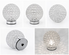 Crystal Globe Table Lamp Silver Crystal Ball Accent Light Modern Home Decor