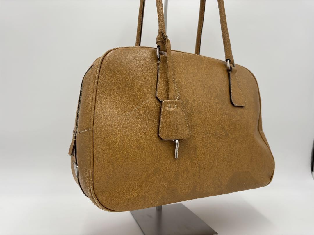 Prada Leather Mini Boston Bag Brown Authentic A4 Capacity Prada Leather Mini Boston Bag Brown Authentic A4 Capacity