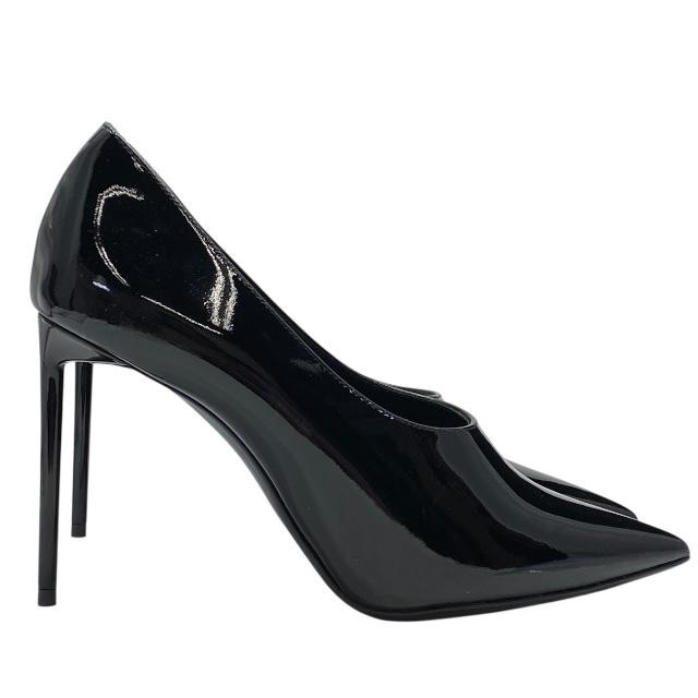 Saint Laurent decolte tacco YSL EU36 US6 punta vernice pelle nero 08708a