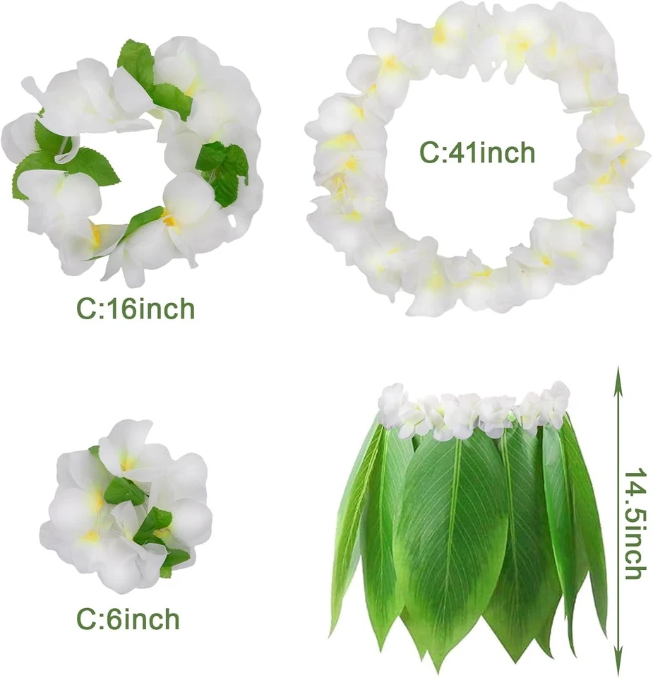 Conjunto de Falda y Guirnalda Hula Hoja DomeStar, Disfraz Vestido Halloween Estilo Hawaiano Foto 3 de 4