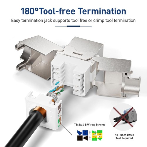 Cat7 Keystone Jack Modul Cat.7 RJ45 STP werkzeuglos Netzwerk Adapter Buchse LAN - Afbeelding 6 van 12