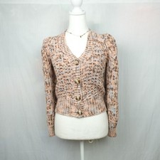 ASTR The Label Gramercy Peach Multi Knit V-Neck Cardigan Sweater Size S
