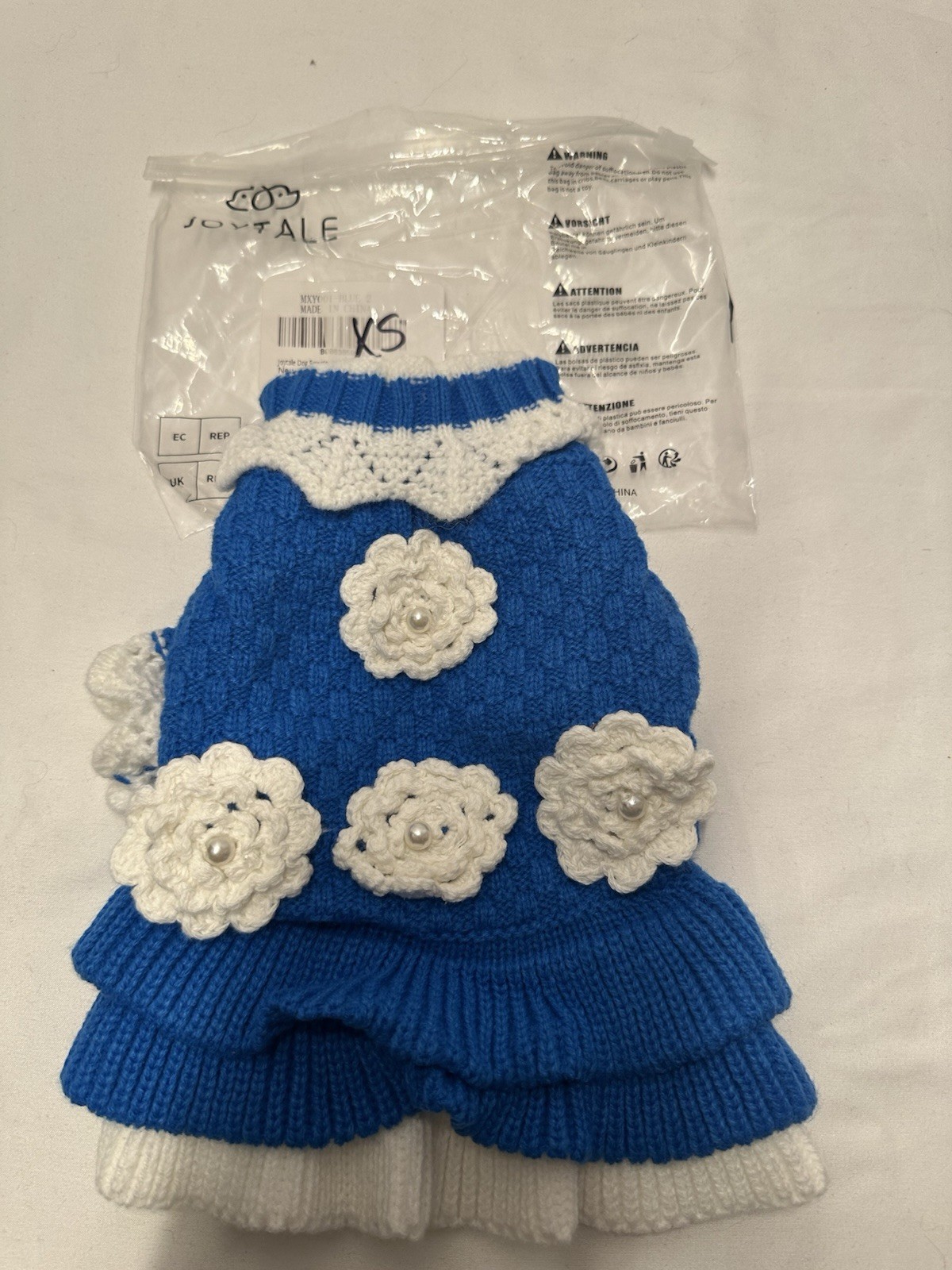 JOYTALE NEW blue and white dog sweater The Only Size We Have Is Extra Small ￼