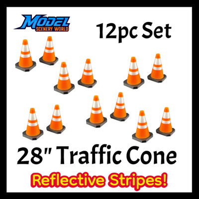 1 Gauge 1:32 28'' Traffic Cones Reflective (12pk) | Model Scenery World