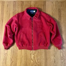 Vintage 90s Pendleton Wool Bomber Jacket Red Navajo Pattern Made In USA XL
