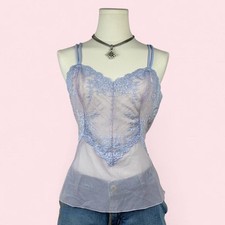Vintage Wacoal Sheer Purple Lace Lingerie Tank Top Womens XL Fairy Coquette