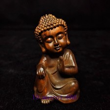 6.5 CM Old Chinese boxwood hand carved Buddhism Buddha Figure statue collection