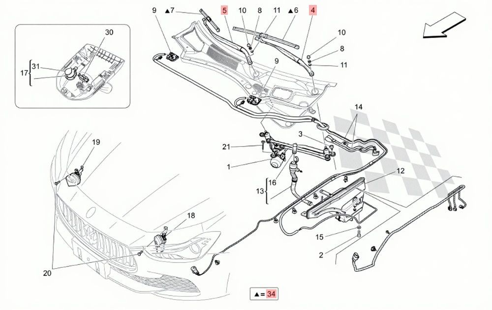13-19 MASERATI GHIBLI QUATTROPORTE FRONT LEFT RIGHT WINDSHIELD WIPER ARM SET OEM