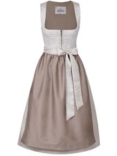 MarJo Dirndl Biebelried 70cm Länge taupe beige Muster Mididirndl Damen