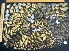 1 Lb + Vintage & New Metal Stampings Brass Gold Silver Tone Jewelry Findings Lot