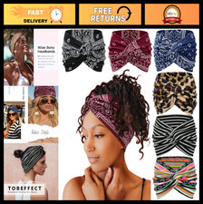 Wide Boho Turban Headbands for Women - 6 Pack Large Twisted Hair Accessories