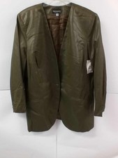 Chad Stevens Women’s Olive Green 3Piece Faux Leather Suit Jacket Pants Skirt 22W