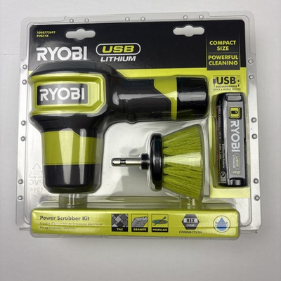 #ad Ryobi Power Scrubber Kit Battery USB Rechargeable Lithium 1008772697 FVG51K New $59.99